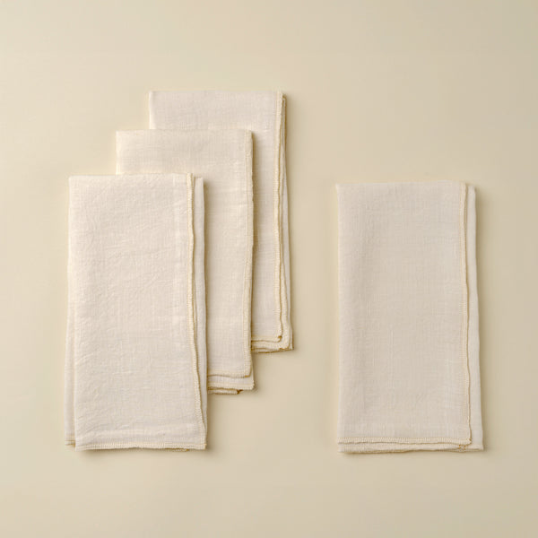 Stonewashed Linen Napkins S/4, Ivory