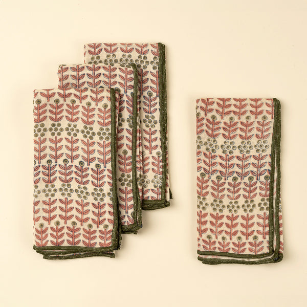 Floria Block Print Napkins S/4