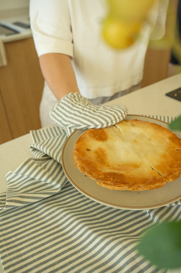 Hampton Stripe Tea Towels S/2, Slate Grey