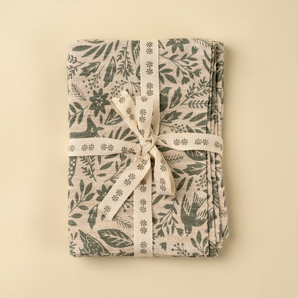 Wildwood Tea Towels S/2, Forest Green