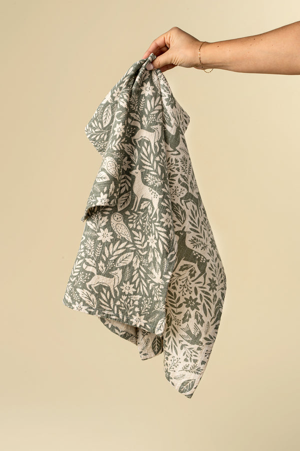 Wildwood Tea Towels S/2, Forest Green
