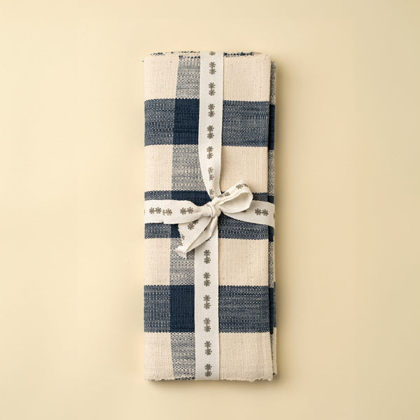 Grace Gingham Table Runner - 108"L, Dark Blue