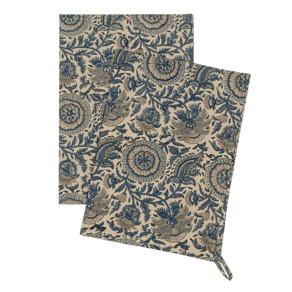 Capri Block Print Tea Towels S/2