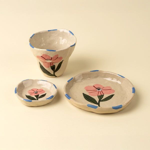 Flora Pottery Mini Dish M, Rose