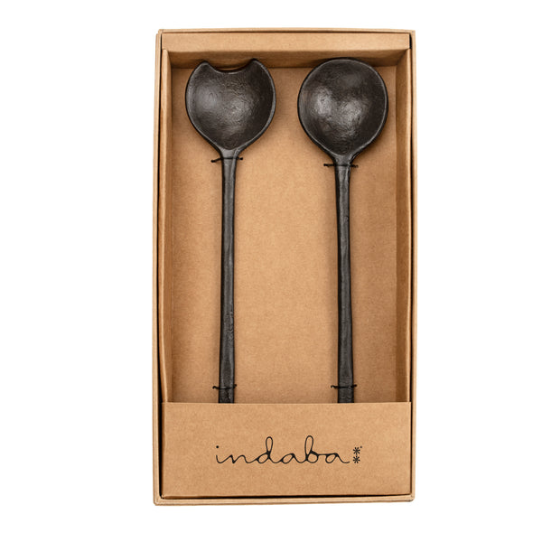 Sand Cast Salad Servers, Black