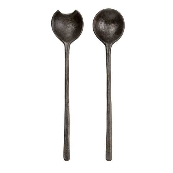 Sand Cast Salad Servers, Black