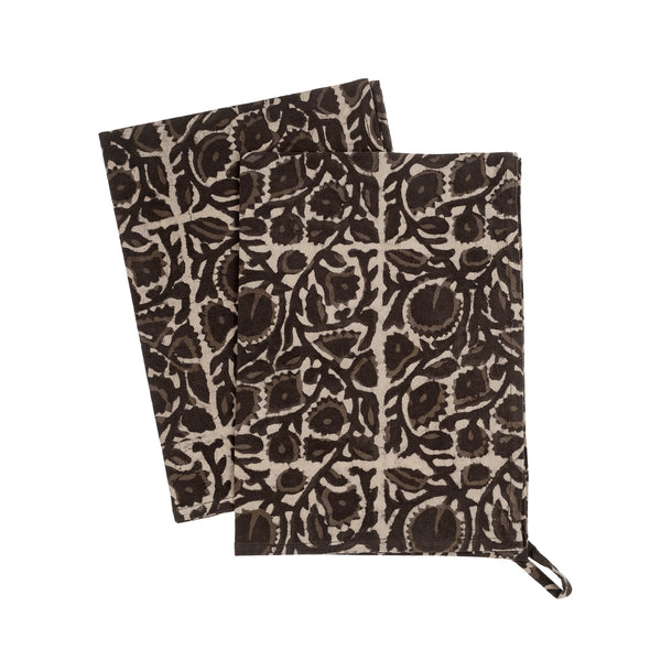 Celeste Block Print Tea Towels S/2