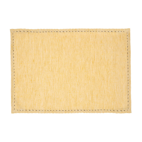 Linen Pinstripe Placemats S/4 Yellow