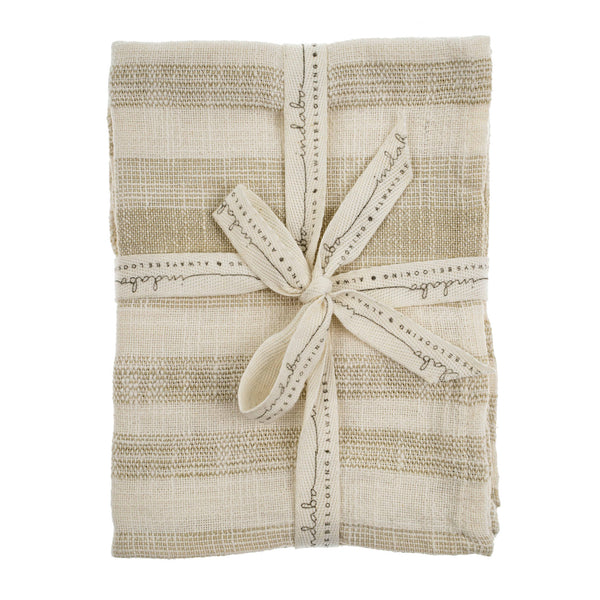 Cabana Stripe Tea Towels S/2 Sand