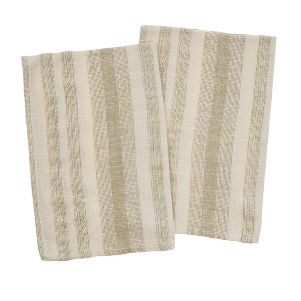 Cabana Stripe Tea Towels S/2 Sand