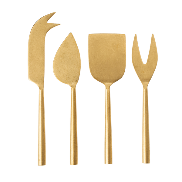 Tides Cheese Knives S/4 Tumbled Gold