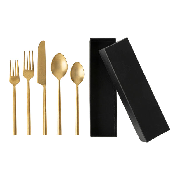 Tides Flatware S/5 Tumbled Gold