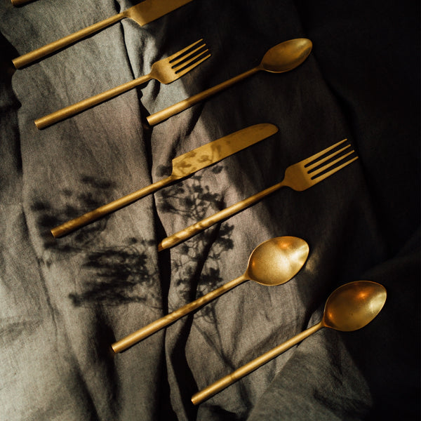 Tides Flatware S/5 Tumbled Gold