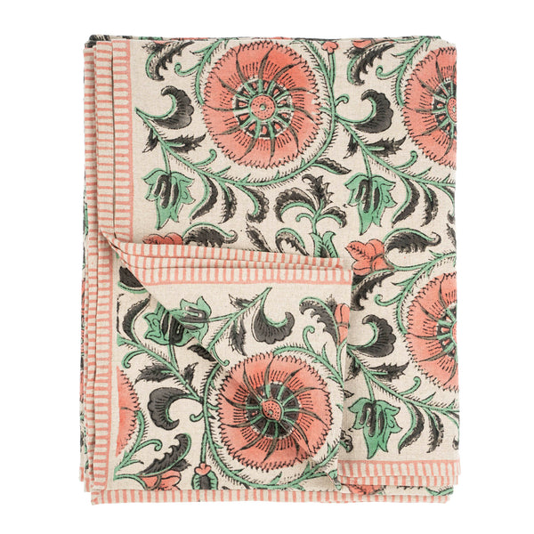 Botanique Block Print Tablecloth Pink