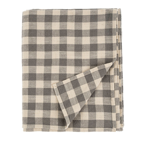 Somerset Gingham Tablecloth, Grey