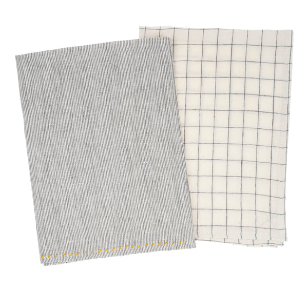 Linen Picnic Tea Towels S/2 Grey