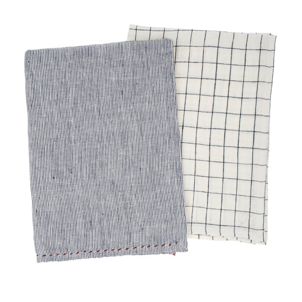 Linen Picnic Tea Towels S/2 Blue