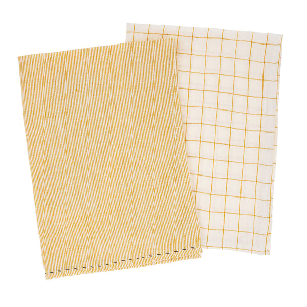 Linen Picnic Tea Towels S/2 Yellow