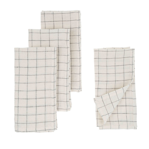 Linen Check Napkins S/4 Grey