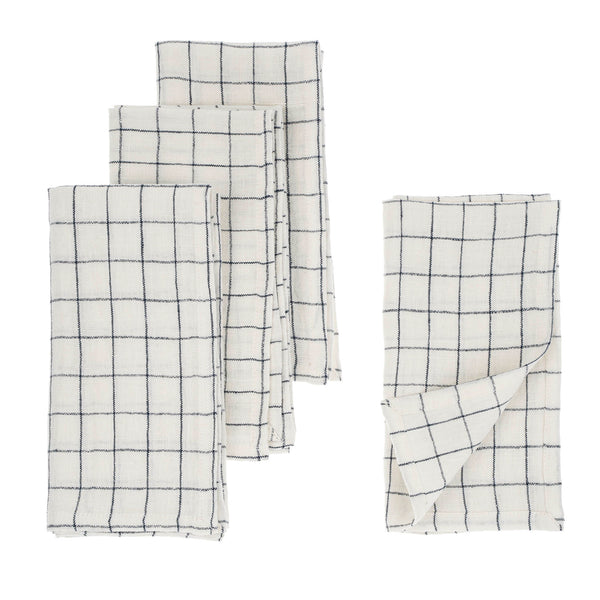 Linen Check Napkins S/4 Blue