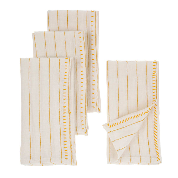 Linen Stripe Napkins S/4 Yellow