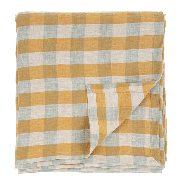 Linen Gingham Tablecloth Yellow