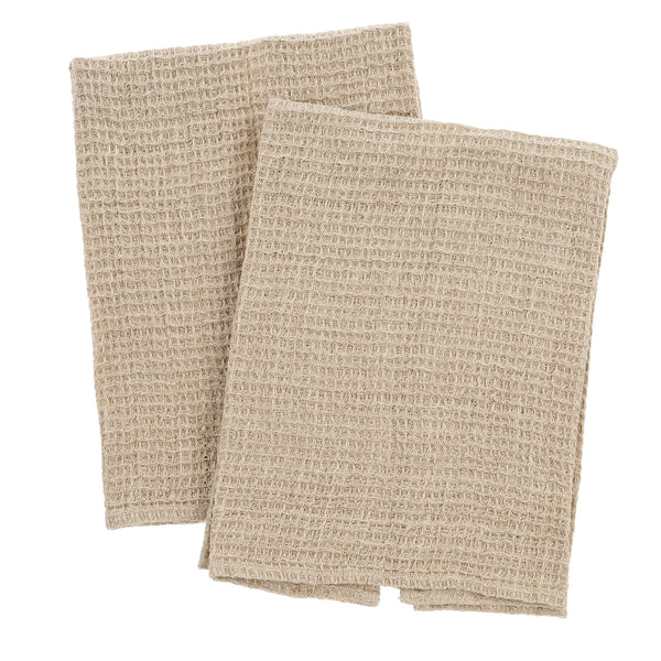 Linen Waffle Tea Towels S/2, Natural