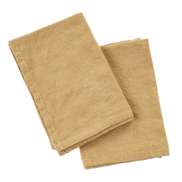 Stonewashed Linen Tea Towels S/2 Curry