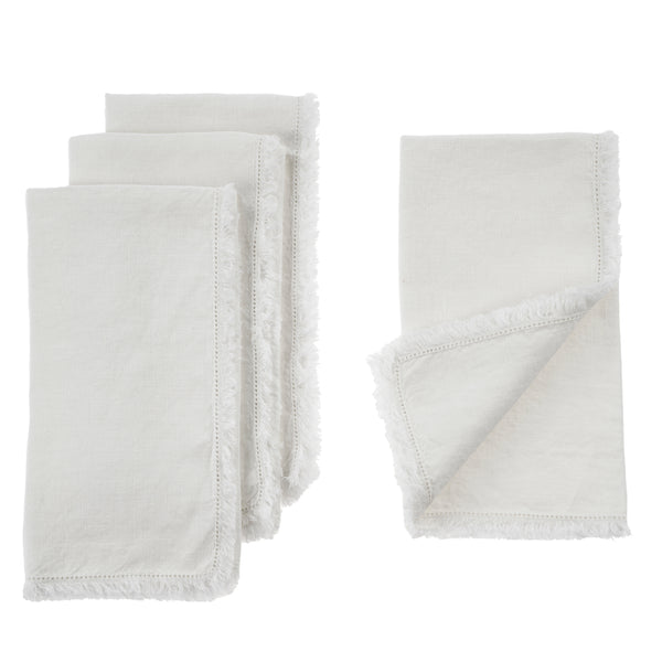 Fringe Linen Napkins S/4, White