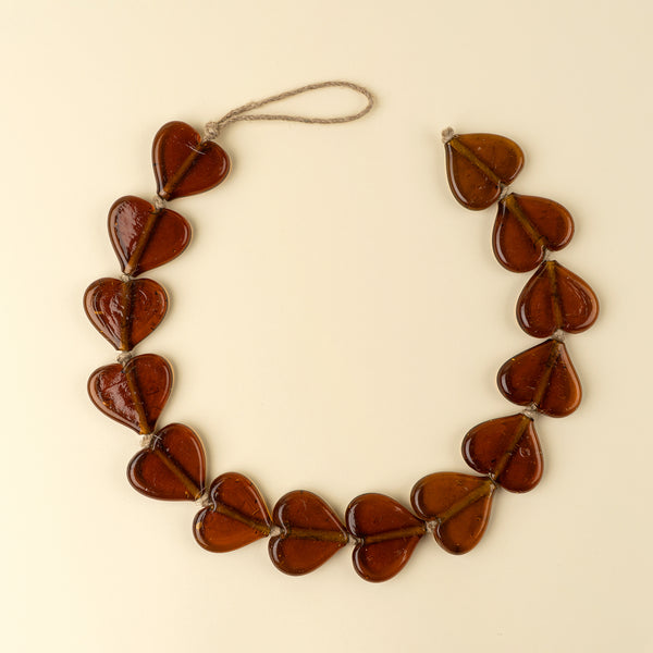 Glass Heart Garland, Brown