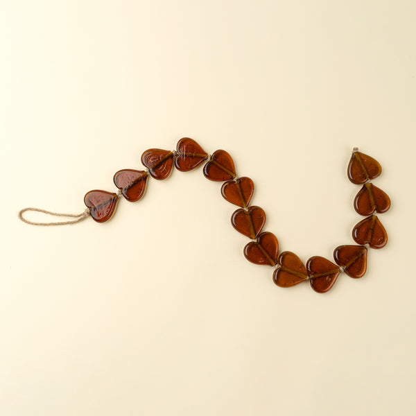 Glass Heart Garland, Brown