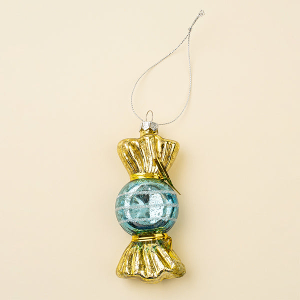 Christmas Candy Glass Holiday Ornament, Blue