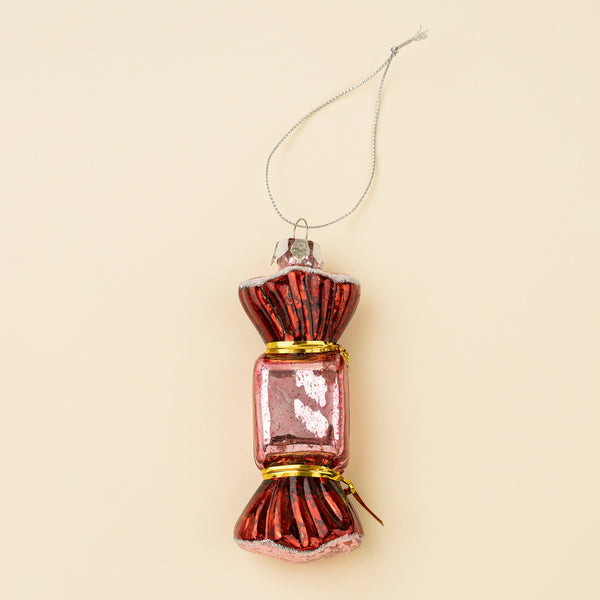 Christmas Candy Glass Holiday Ornament, Red