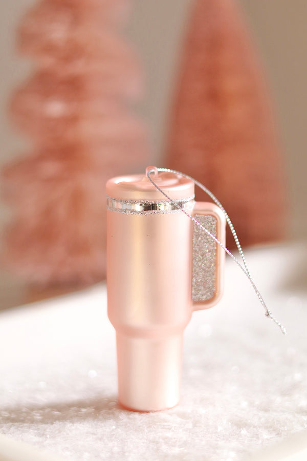 Pink Tumbler Glass Holiday Ornament