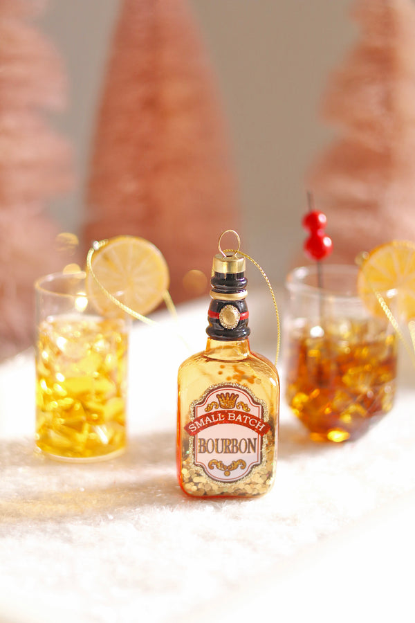 Bourbon Glass Holiday Ornament