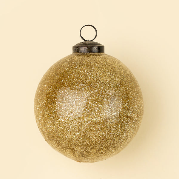Glitter Ball Holiday Ornament L, Gold