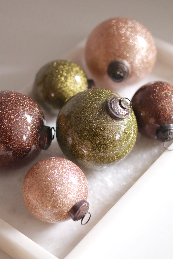 Glitter Ball Holiday Ornament S, Blush