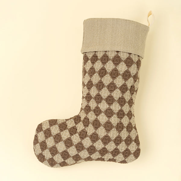 Check Weave Stocking, Brown