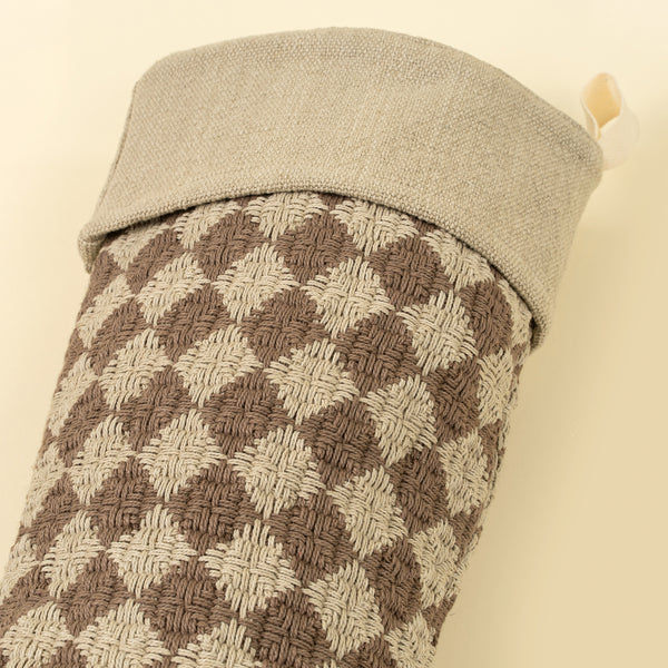 Check Weave Stocking, Brown