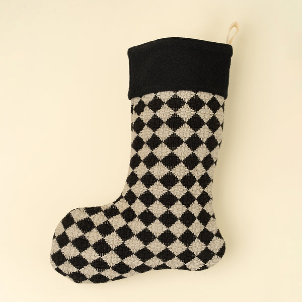 Check Weave Stocking, Black