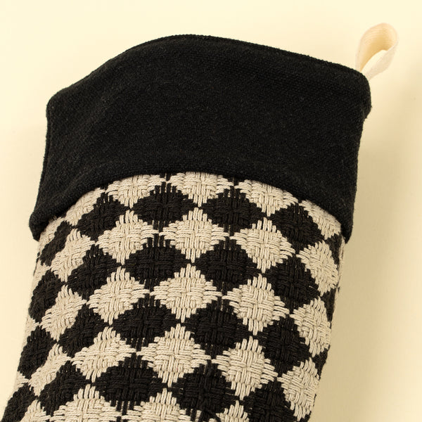 Check Weave Stocking, Black