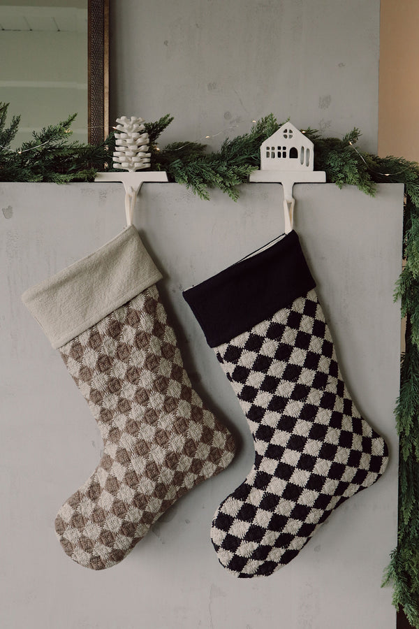 Check Weave Stocking, Black