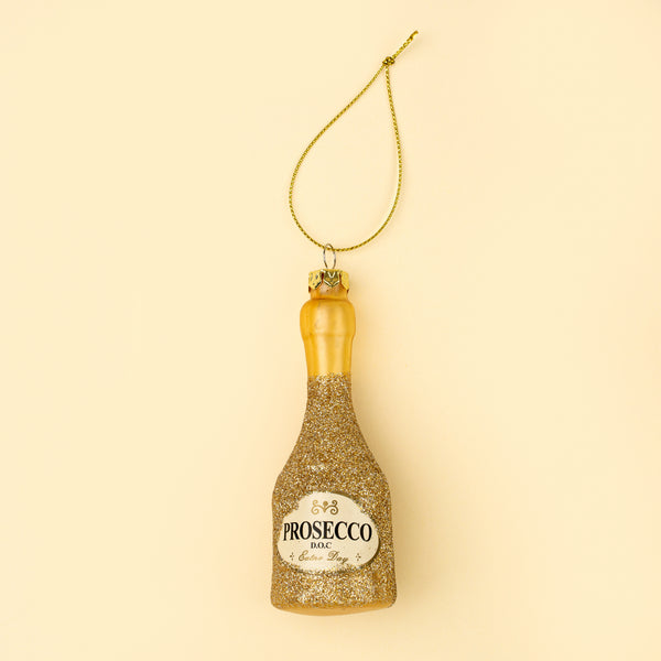 Prosecco Party Holiday Ornament, Gold