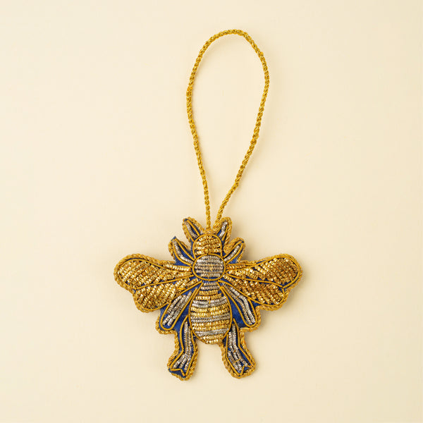 Golden Bee Zardozi Holiday Ornament