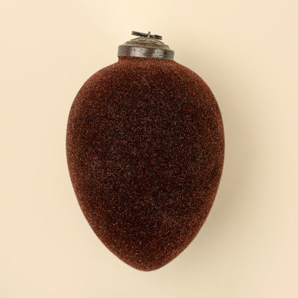 Velvet Egg Holiday Ornament, Burgundy Brown