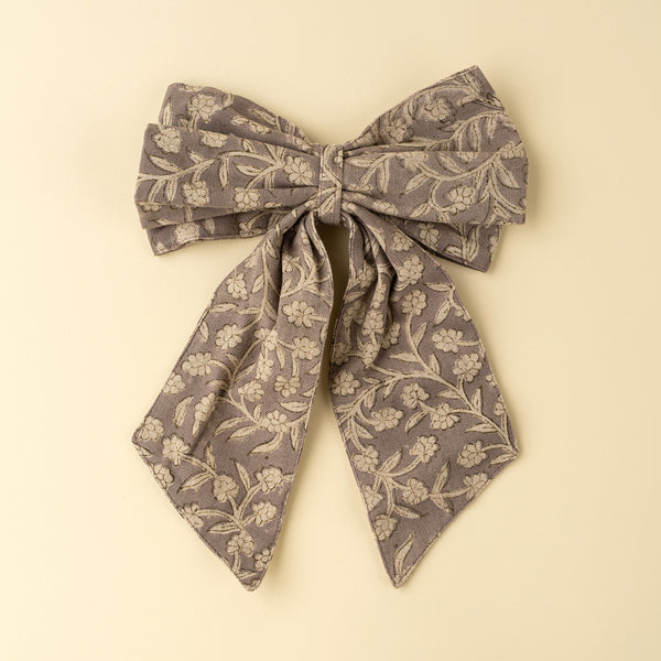 Wildvine Block Print Bow Clip, Heather