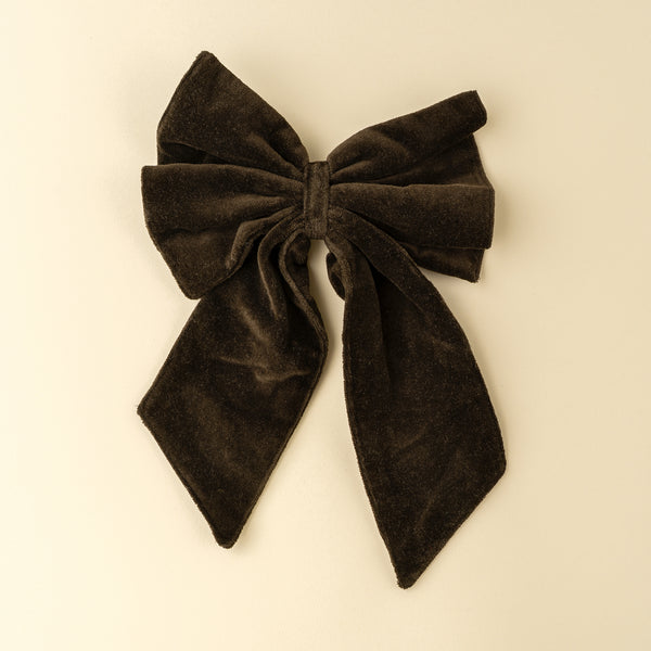 Velvet Bow Clip, Midnight Green