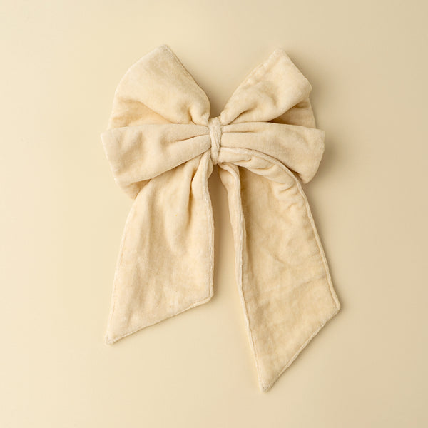 Velvet Bow Clip, Ivory