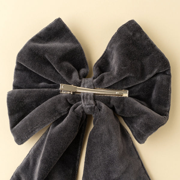 Velvet Bow Clip, Ivory