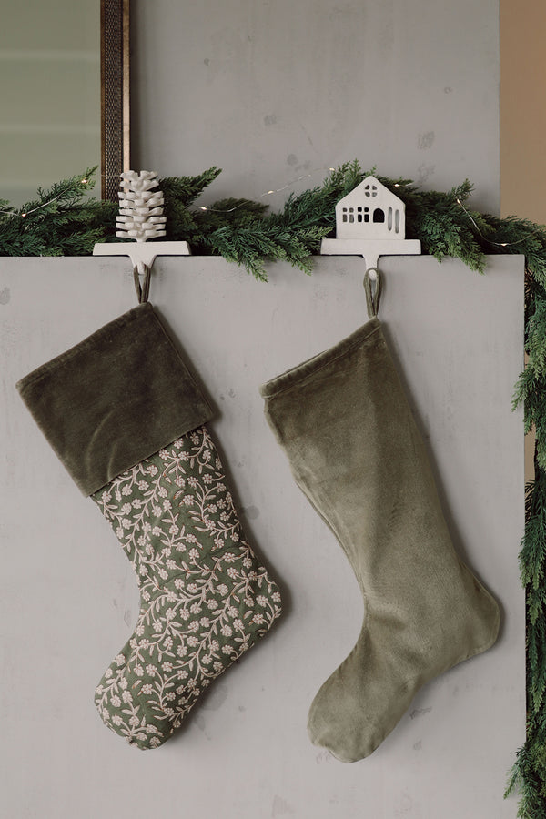 Vera Velvet Stocking, Olive